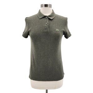 Lacoste Womens Medium / 38 Top Polo Shirt Classic Fit Green Logo Preppy Retro